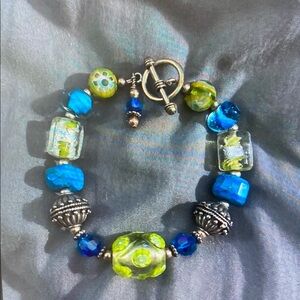 Blue and Green Beaded Bracelet